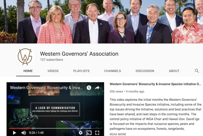Wester Governors' Association YouTube Page Screenshot