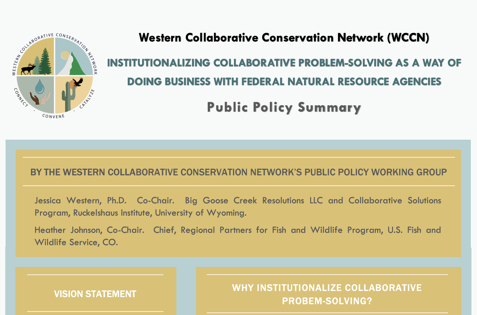 Summary of WCCN collaborative conservastion recommendation